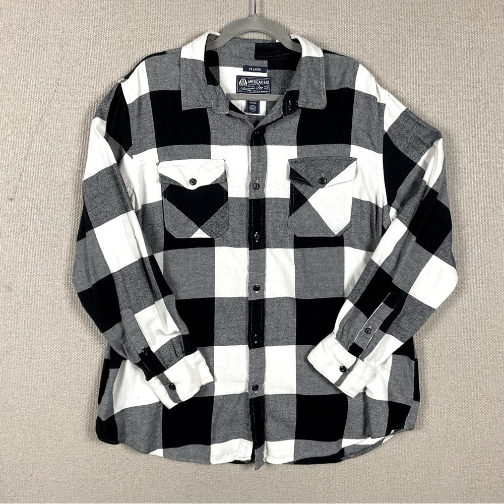 XXL American Rag Men’s Buffalo Print Black/White Flannel Button Down Plaid Shirt